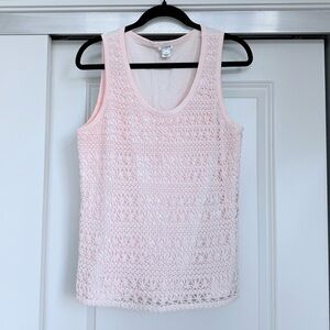 J. Crew Factory Soft Pink Crochet Tank Top